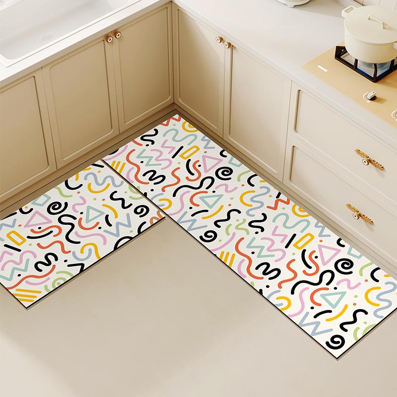 Kitchen Carpet Long Rug Pvc Leather Waterproof Floor Mat Home Decoration Non-slip Anti-fatigue Foot Mat Alfombra De Cocina