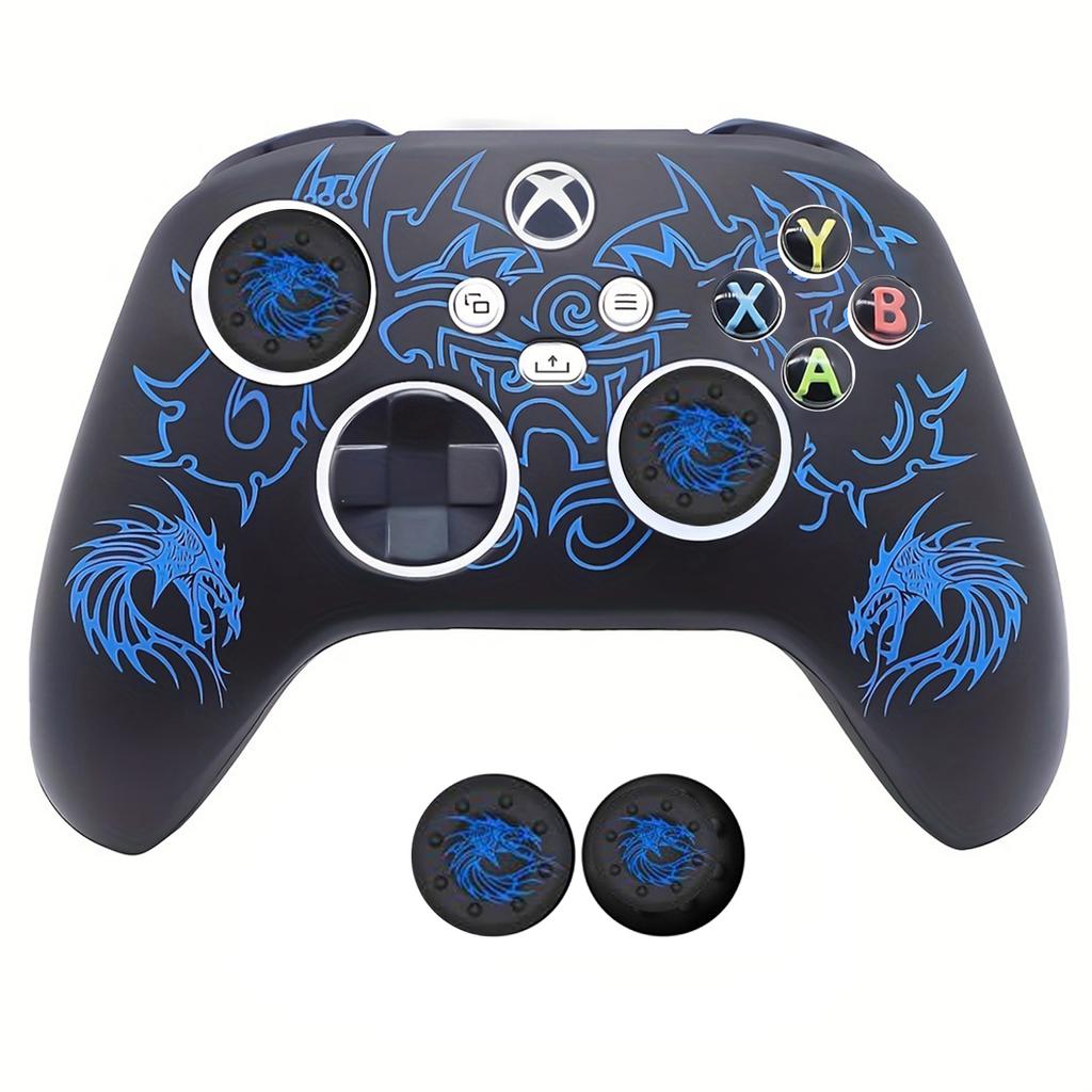 1PCS Silicone Protective Skin Case Rubber Sleeve Cover Shell with 2 Thumb Grips for Xbox Series S X Controller Game Accessories