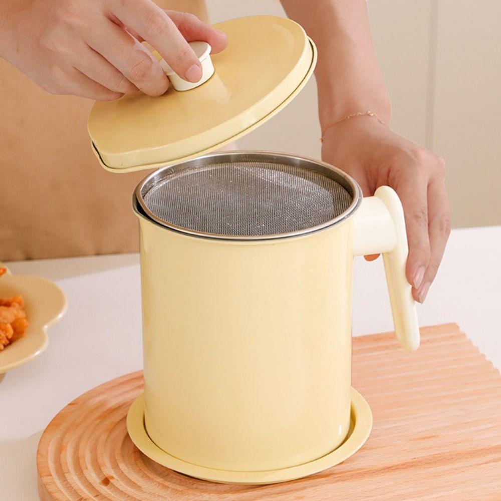 BPA-Free Grease Separator Anti-Leakage Stainless Steel Strainer Oil Filter Pot  Deep Frying