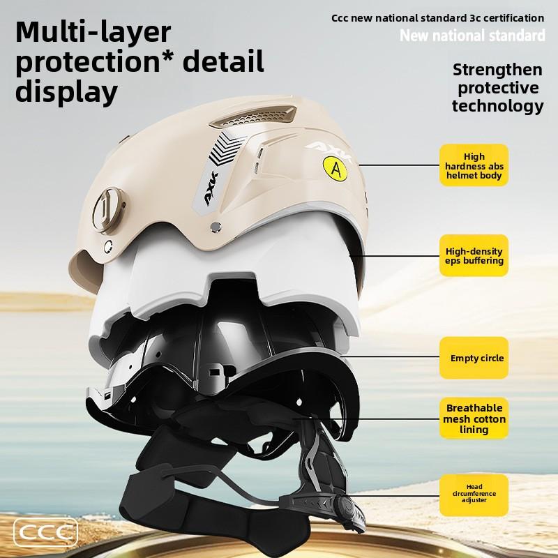 Electric Motorcycle Helmet Men's Summer Sun Protection Battery Car Women's Four-season Helmet