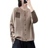 Round Neck Knitted Cardigan for Women Outerwear with Single Breasted Sweater Jacket