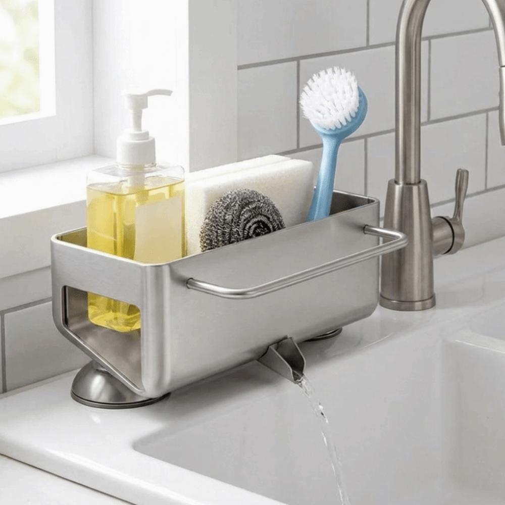 Punch Free Suction Cup Sink Drain Rack Wall Mounted Dishcloth Drying Rack for Kitchen