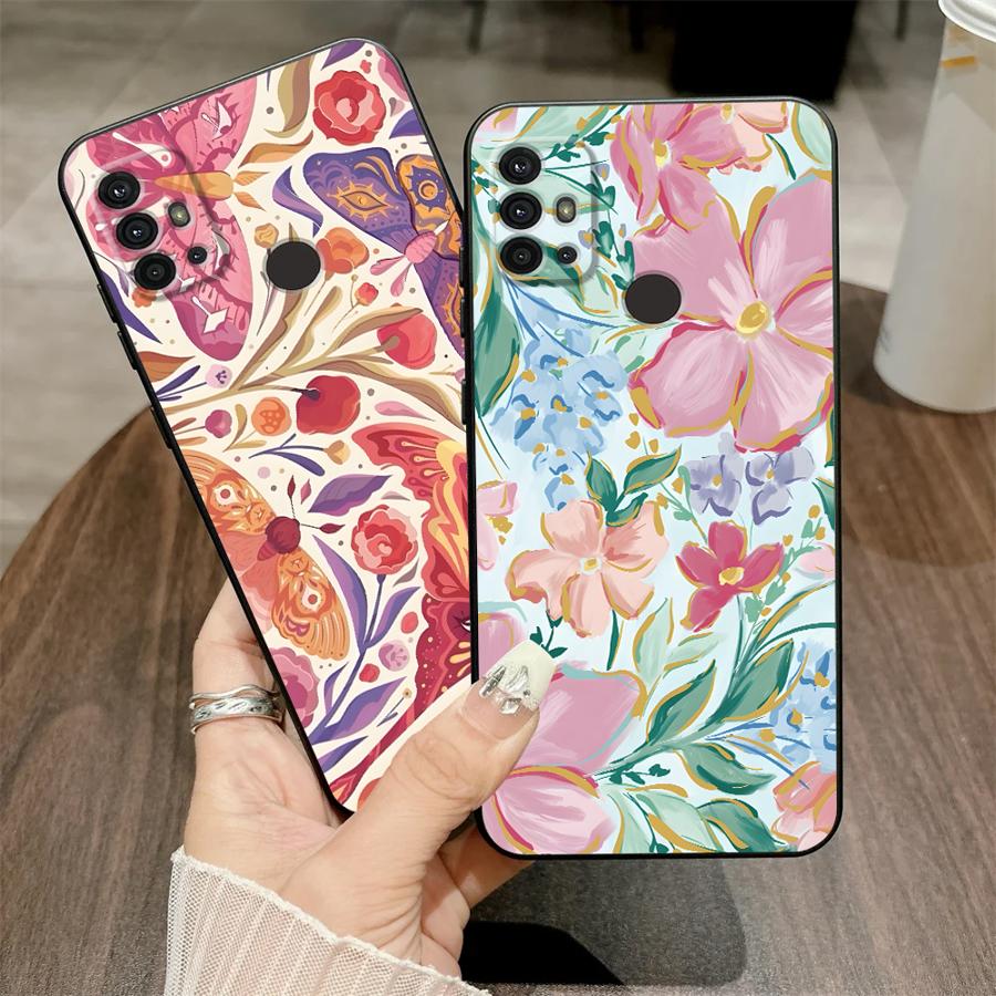 Case for Motorola Moto G60s G50 G52 G22 Edge40 G71 Edge 20 Pro 30 Lite G32 G53 G30 G51 G73 Phone Cover Cartoon Flower Butterfly