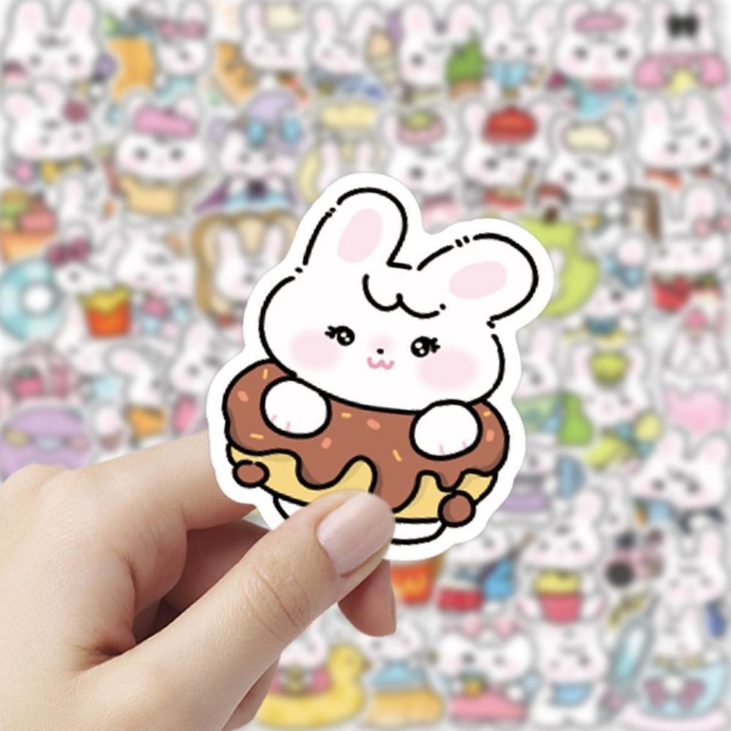 100Pcs Kawaii Miffy Rabbit Stickers Cute Cartoon Rabbit Fun Decorative Notebook Planner Waterproof Stickers