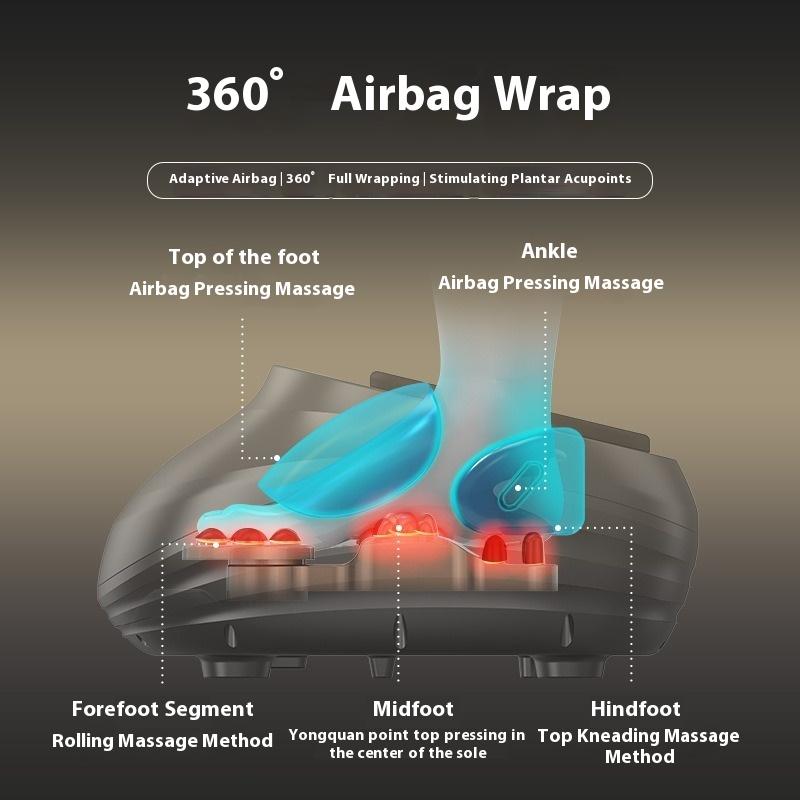 Fotmassasjeapparat, Shiatsu fotmassasje med varmefunksjon, elting, rulling og luftkompresjon, opp til herreskostørrelse 46, fjernkontroll.