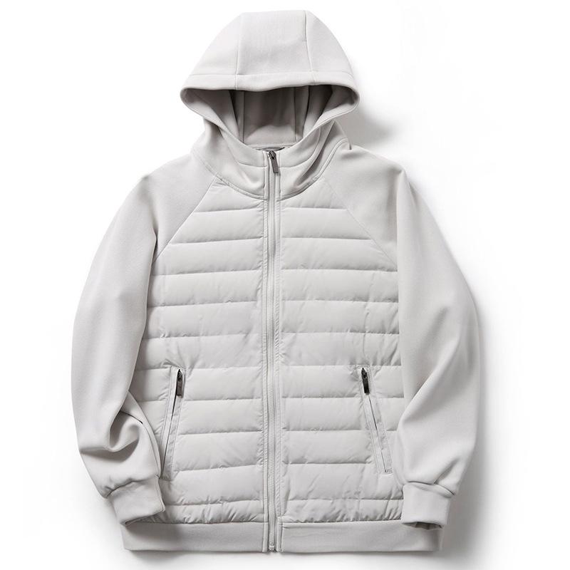 Men's Autumn Down Autumn and Winter Down Jacket Solid Color Simple Splicing Loose Hooded Jacket