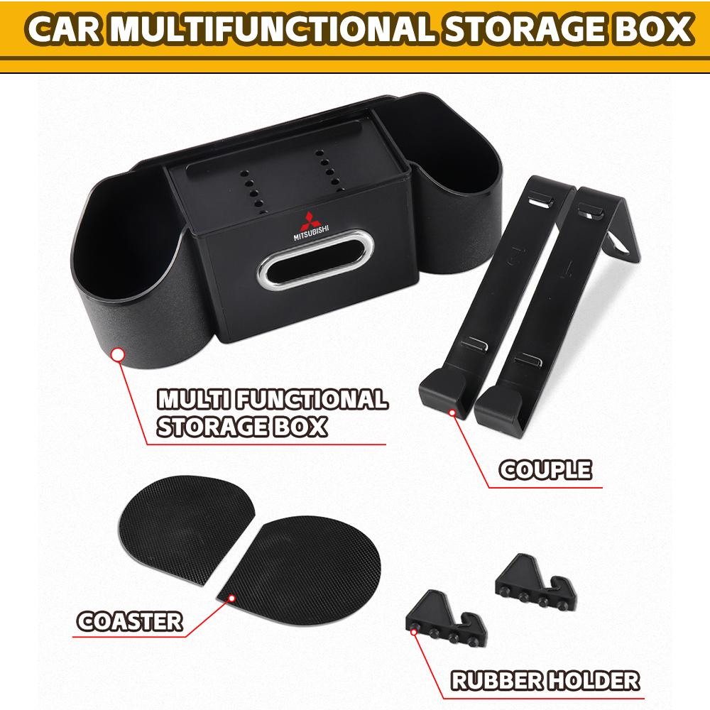 Car Multi-function Seat Storage Box Water Cup Mobile Phone Holder Accessories For Mitsubishi Asx Lancer Pajero 4 Outlander L200 GB1
