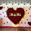 Mr & Mrs Wedding Backdrop with Red Rose Heart Design,Photo Background,Wall Decor,Party Supplies,Anniversary Backdrop,Reusable Wedding Decor