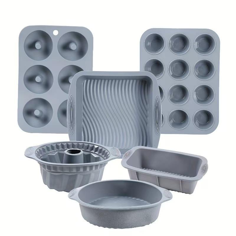 Silicone cake mold six-piece set food grade silicone round cake shop kitchen baking silicone cake mold