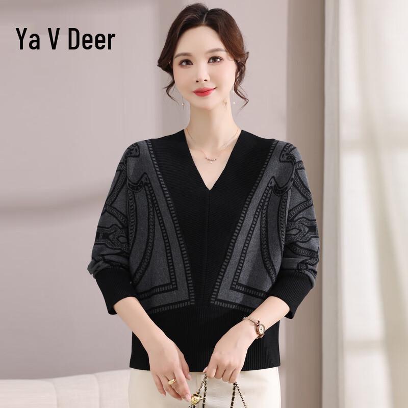 Yalu Women s V-Neck Batwing Sleeve Knit Sweater 2XL