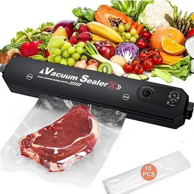 Food Vacuum Sealer 110V Vacuum Sealer Packaging Machine with Free 10pcs Vacuum bags Household Black
