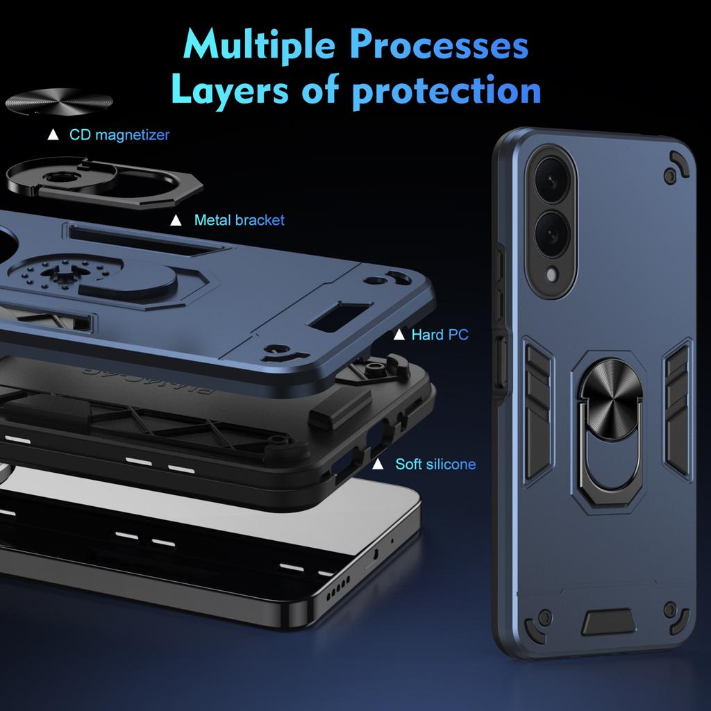 For Samsung Galaxy S25 Edge Case PC+TPU Drop Defend Phone Cover with Ring Kickstand