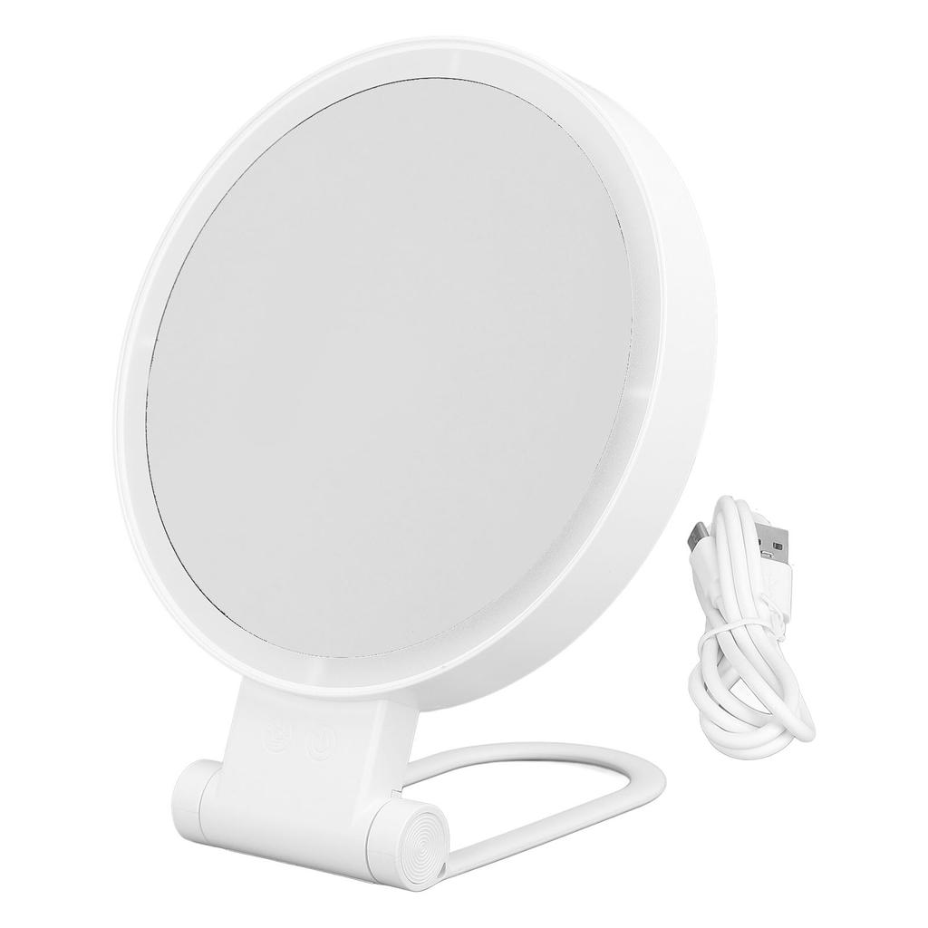 Double Sided Magnifying Mirror 1X 5X with LED Light and Folding Handle Table Top Vanity Mirror for