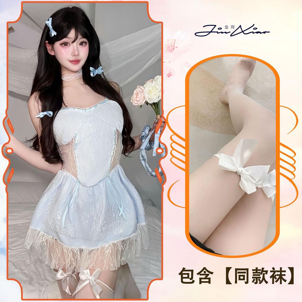 Sexy underwear, sexy suspender dress, women's clothing, sweet and pure lace, hollow and thin tutu skirt