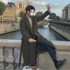 Men's Korean Style Long Woolen Windbreaker Coat