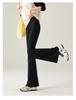 Elastic waistband tied elastic sports flared pants for women in autumn 2025, fashionable and versatile casual pants