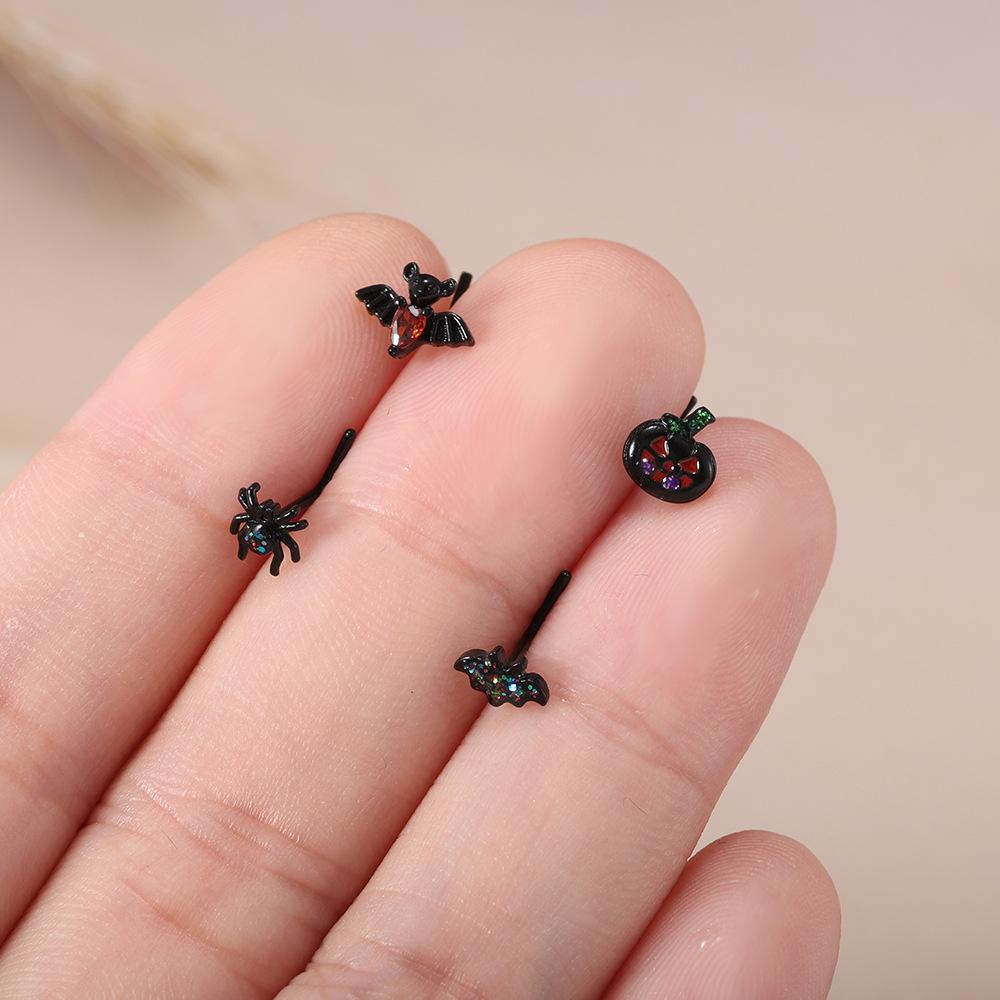 Halloween Ear Bone Studs, Stainless Steel Bat and Spider Piercing Accessories, Body Ornaments