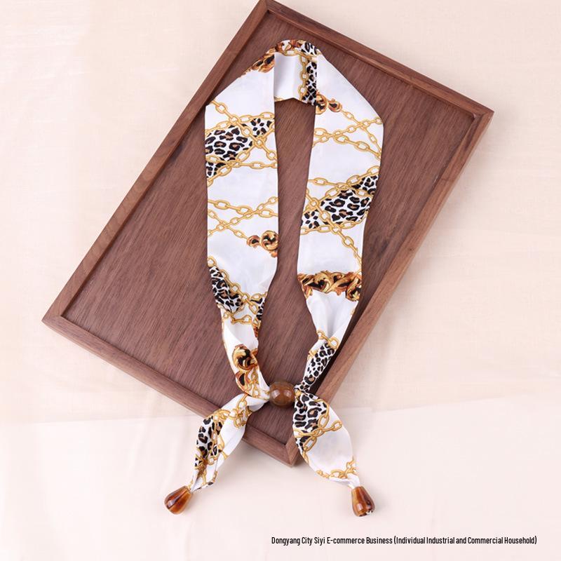 Luxury Silk Scarf Necklace: Beaded Cashew Flower Design, Adjustable for Neck or Hair