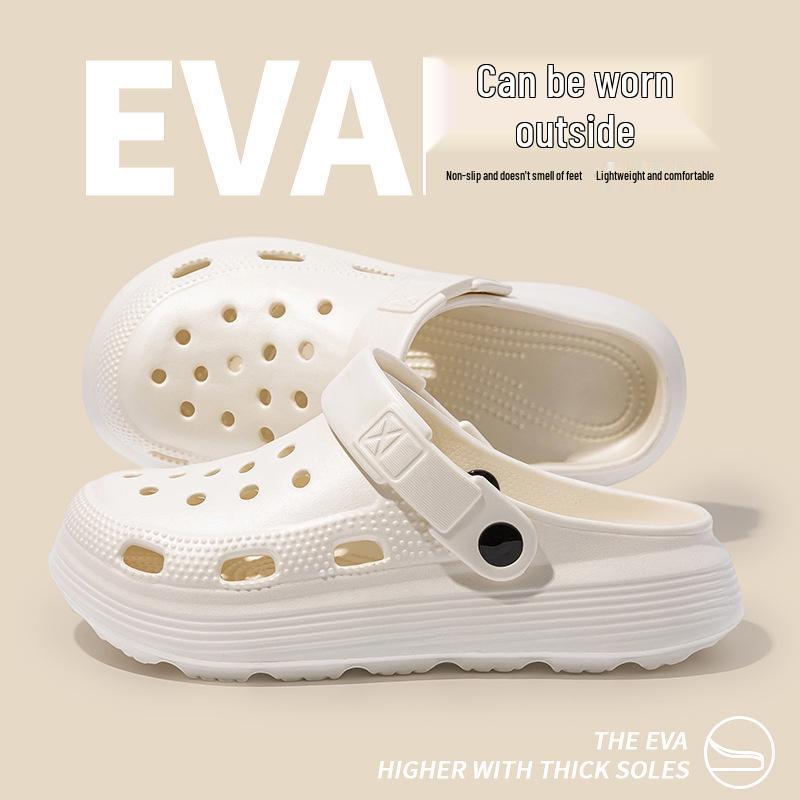 Women's EVA Hole Shoes: Stepping on Soft Feel - Closed Toe, Non-Slip Beach Sandals with Thick Sole for Summer Outdoor Wear