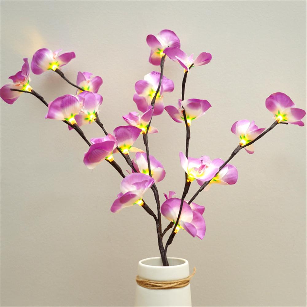 73cm 20 LED Symulowane Lampki Gałązki Orchidei Świąteczne Lampki Wypełniające Wazon Lampki Gałązki na Święta Ślub Dekoracja Pokoju