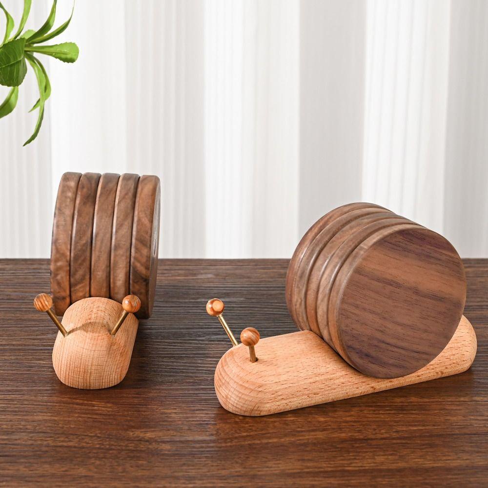 Wooden Insulated Coaster Snail Table Mat Creative Cup Mat  Home Decoration