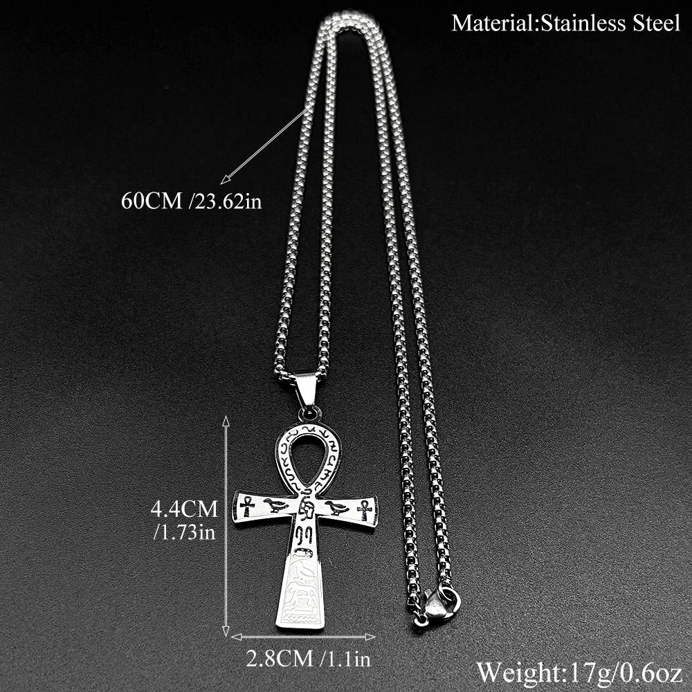 Egyptisch Ankh Kruis Sleutel tot Leven Hanger Kettingen voor Vrouwen Mannen Roestvrij Staal Goudkleurig Egypte Hiëroglief Ketting Sieraden Cadeau