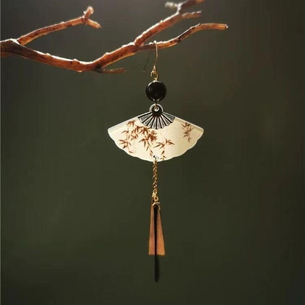 Hook Piercing Chinese Style Earrings Leaf Exaggerated Long Earrings Hipster