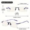 1/3-Pack Square Frameless Reading Glasses for Men Women Anti-Blue Light PC Lens Rectangular Eyewear 1 0 to 4 0