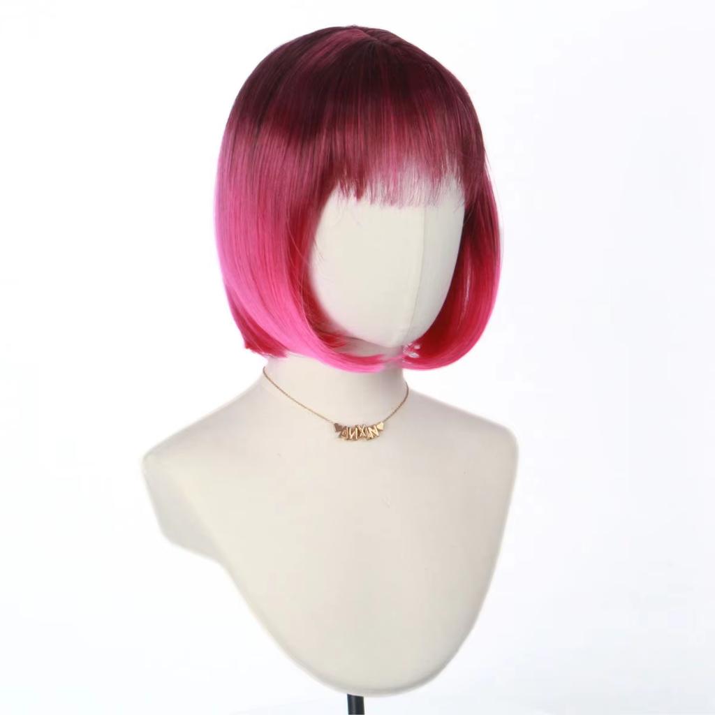 Fashion Personality Red Rose Bobo Head Short Hair Wig High Quality Synthetic Short Hair Wig Women's Wig