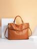 Women's Genuine Leather Large Capacity Crossbody Tote Bag - Top Layer Cowhide, New Style, High-End Shoulder Handbag for Commuting.