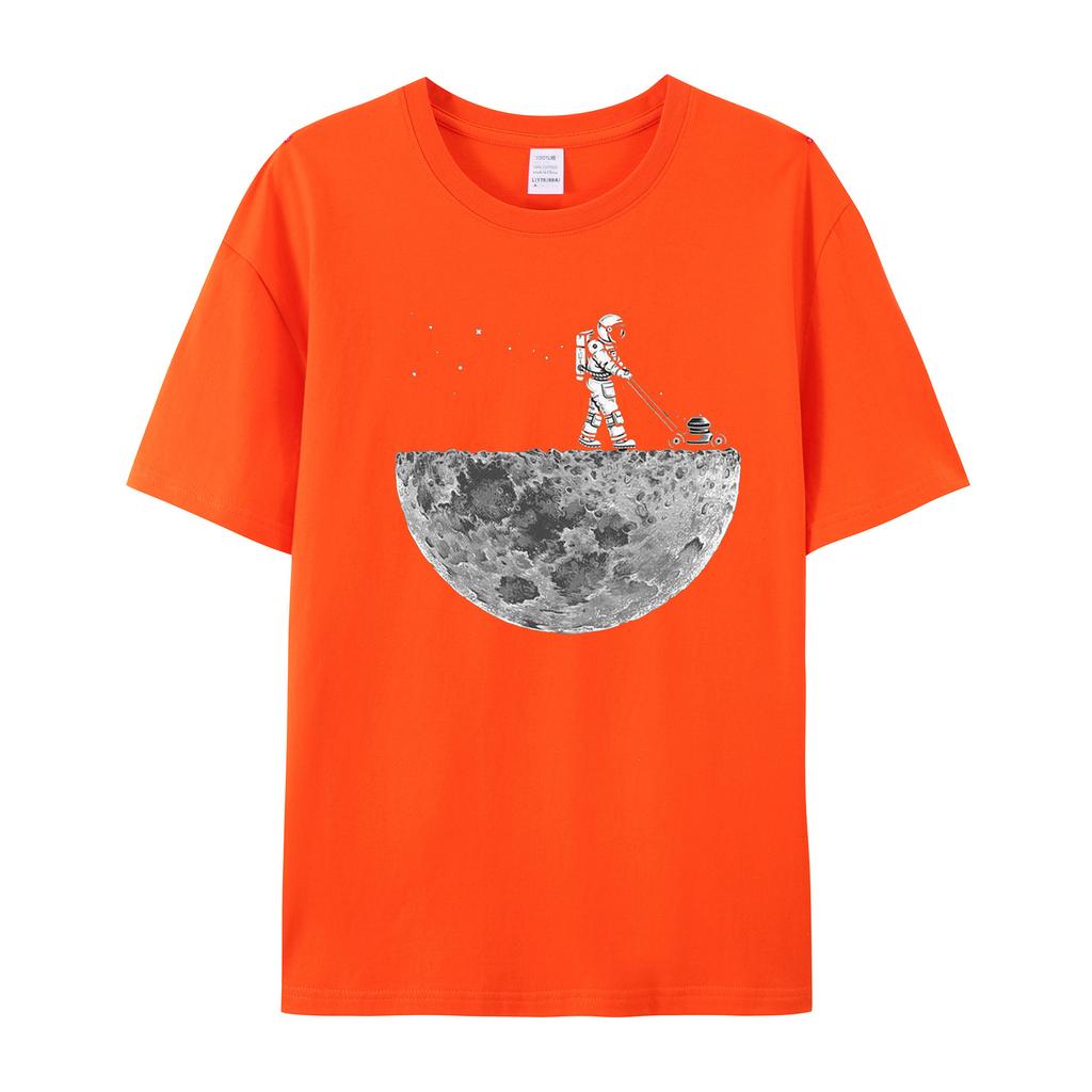 Astronaut Moon Hemisphere Men's 100% Cotton Short sleeved Fashion Women's T-shirt Casual Street Clothing