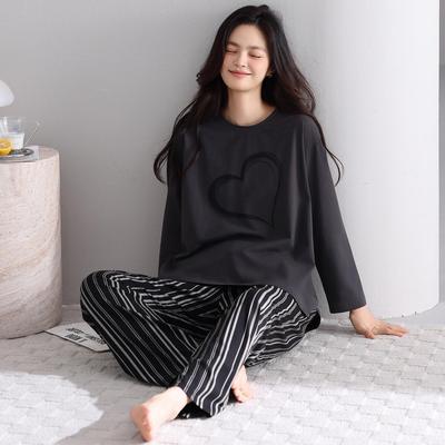 Women's Long Sleeve Rayon Cotton Pajama Set - Casual, Loose, Elastic Homewear for Autumn