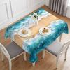 Nautical Ocean Sea Wave Waterproof Table Cloth for Table Decor Reusable Kitchen Dining Tablecloth Holiday Party Decorations