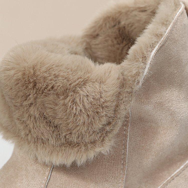 Plush short boots, autumn and winter new plush comfortable inner warm, low-heeled large-size women's boots, one piece