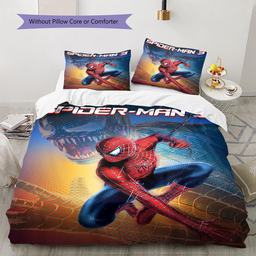 Spider-Man Superhero Series Bedroom Three-Piece Duvet Cover Bedding Set (1*Duvet Cover + 2*Pillowcase, Without Core)