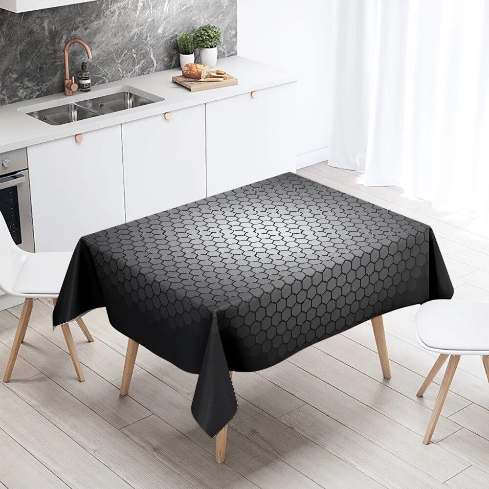 

Черно-белая простая прямоугольная скатерть с геометрическим рисунком, водонепроницаемая, для свадебного ресторана, украшения стола, для кухни и дома 85x85cm