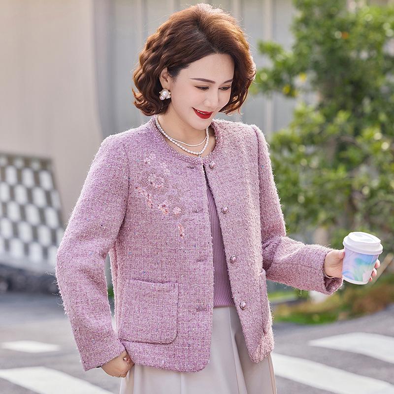 Petite Duftstil Frühling-Herbst Elegante Runde Hals-Strickjackenjacke