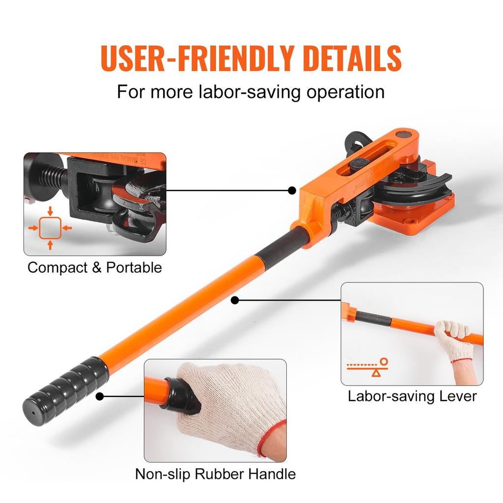 Pipe Tube Bender, 3/8" to 1" OD Manual Pipe Tube Bender with 7 Bending Dies, 180° Copper Aluminum Pipes Bending Tools for HVAC Air Conditioning