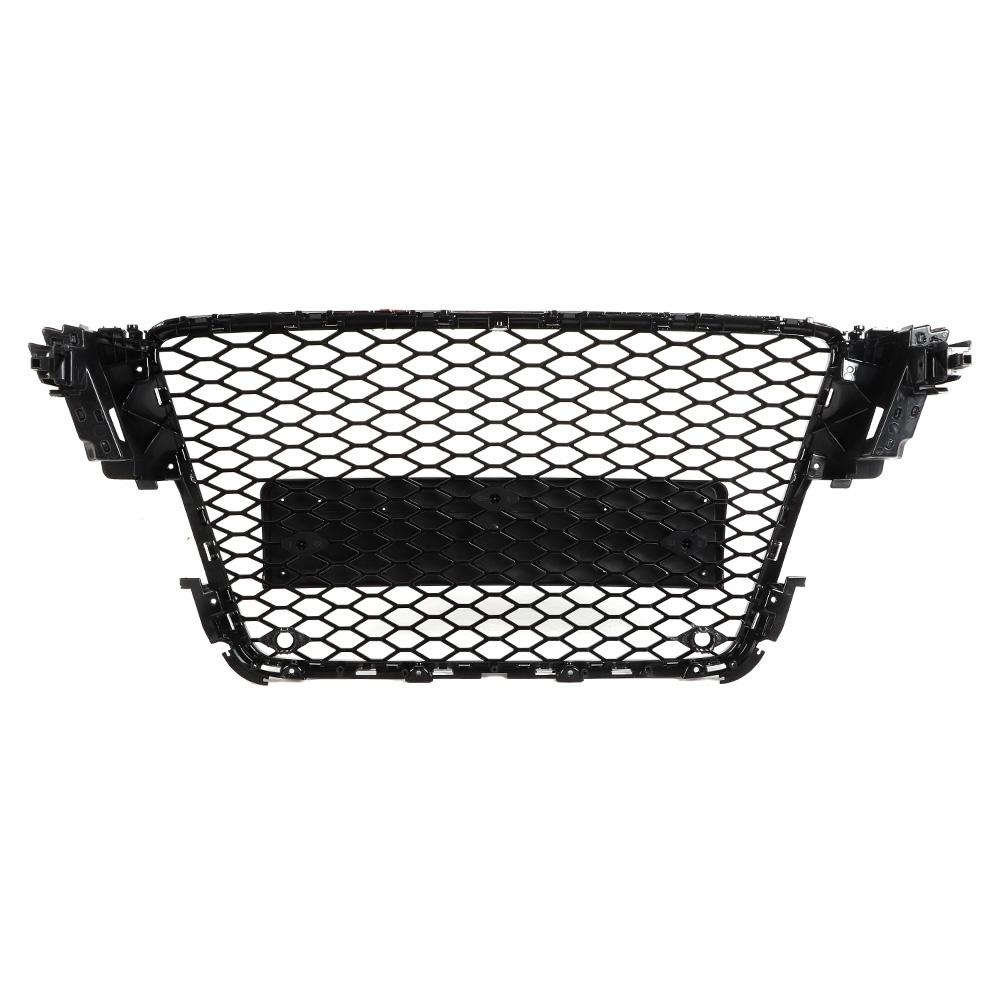 Hex Mesh Badgeless Grille Front Intake Grill Glossy Black Refit for RS Style Fits for A5 S5 B8 2008 2011