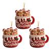 1/2/3Pcs Merry Christmas Gingerbread Man Family Ornament Red Ceramic Mug Pendant with Frosting Snowflake Patterns