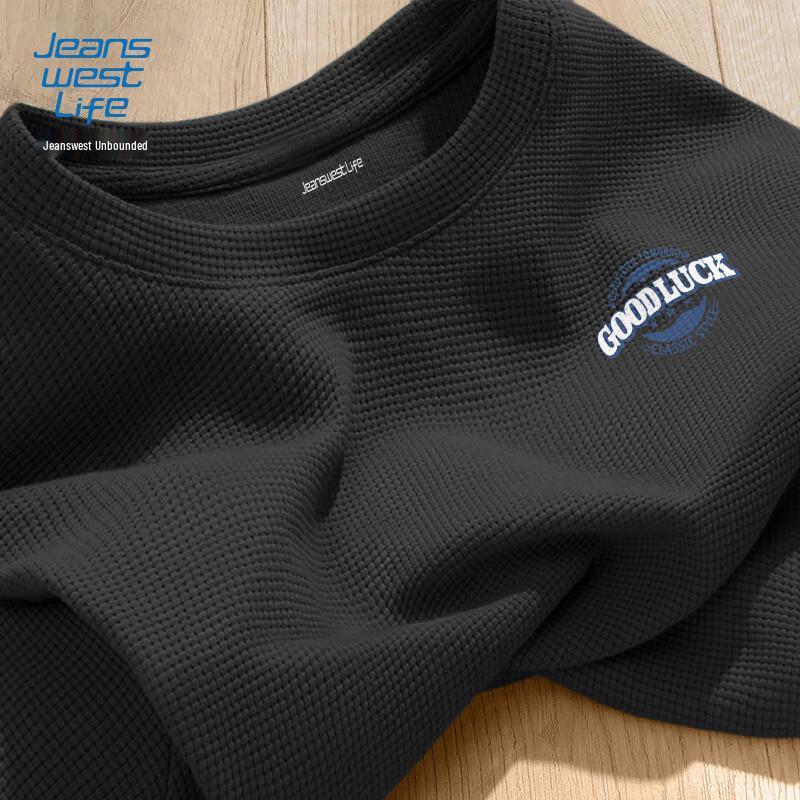 Jeanswest Men s Summer Heavyweight Waffle Knit Crew Neck T-shirt