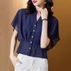 Women's Small Shirts Chiffon Shirts Short-sleeved Women's Tops Fashionable Waist Shirts Fashionable Summer Clothes Waisted