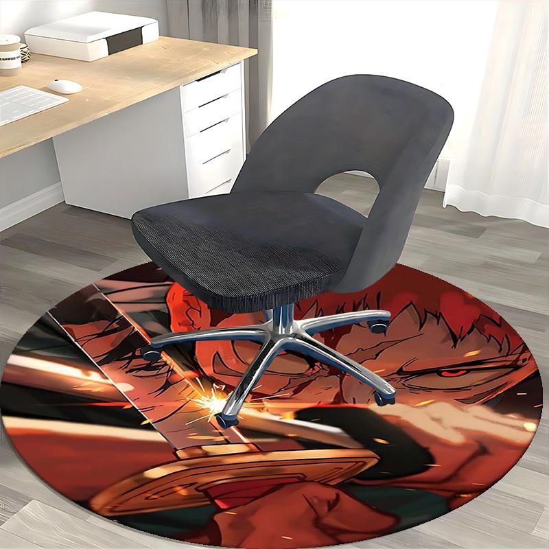 1pc Jujutsu Kaisen Satoru Gojo Anime Cartoon Design Round Carpet for Office Chair Mat, Non-Slip Rug Suitable for Home Decor, Living Room, Bedroom