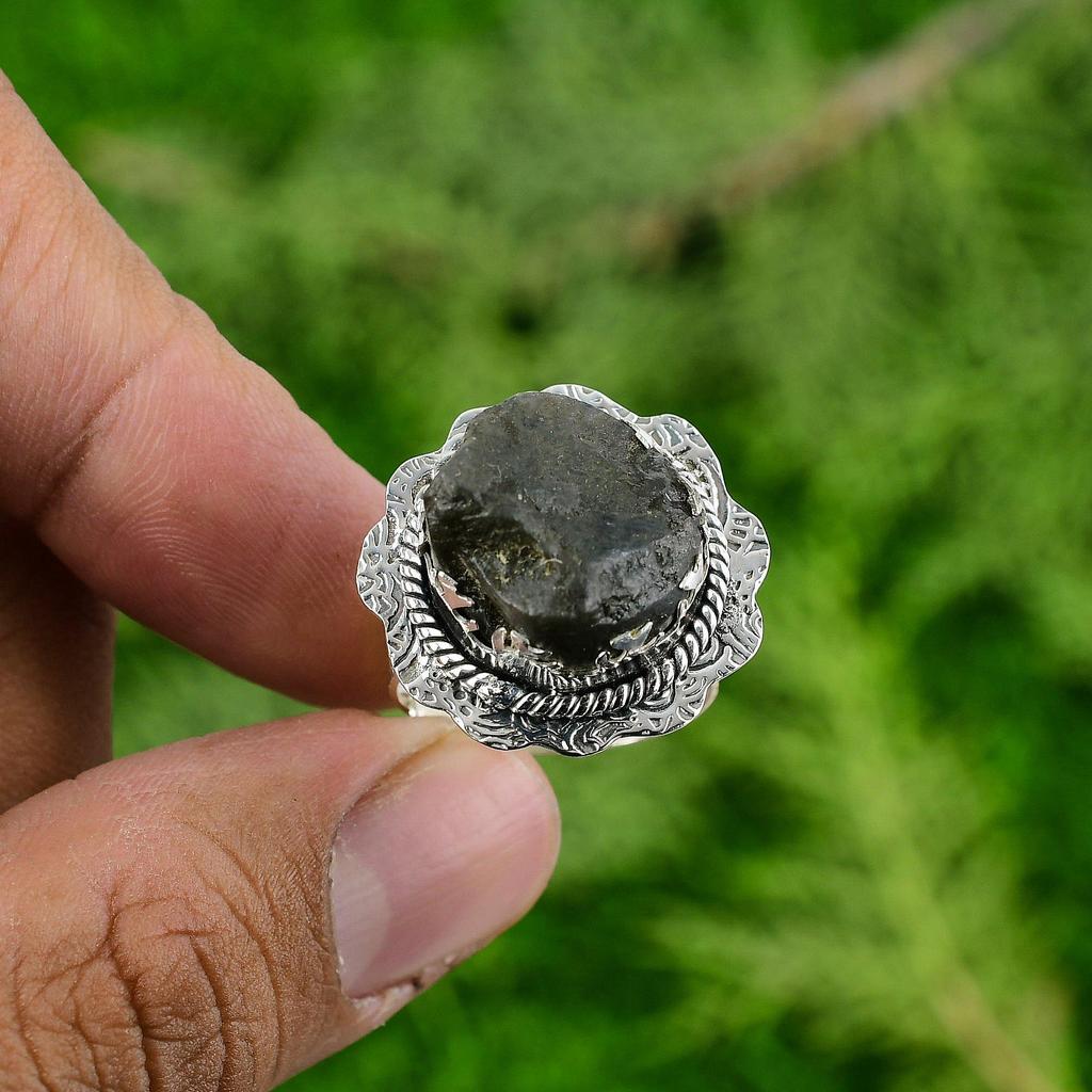 Mothers day Sale 925 Sterling Silver Natural Labradorite Rough Multi Stone Ring