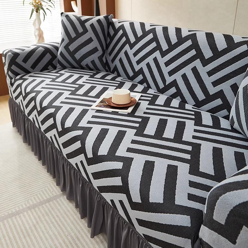All inclusive Three and Four Seat Straight Row New Four Season Universal Thickened Elastic Chaise Longue Sofa Cover Cover