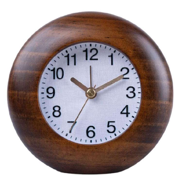 Small Clock Wood Alarm Clock with Arabic Numerals, Quiet and Elegant