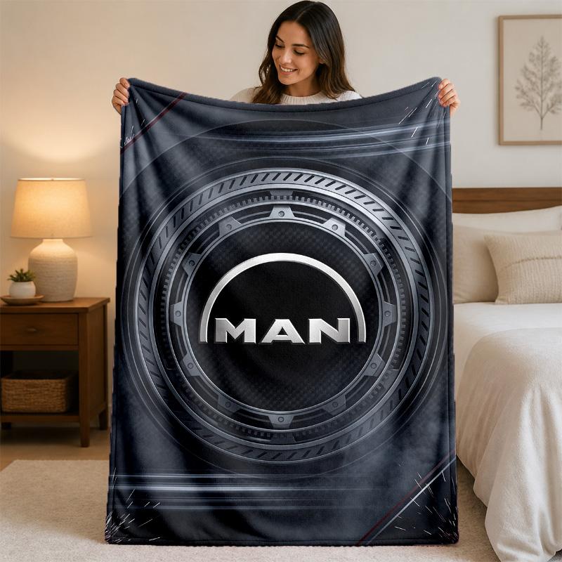 man truck Print Flannel Blanket Cozy Lightweight Plush Throw Blanket For Bed Sofa Household Use