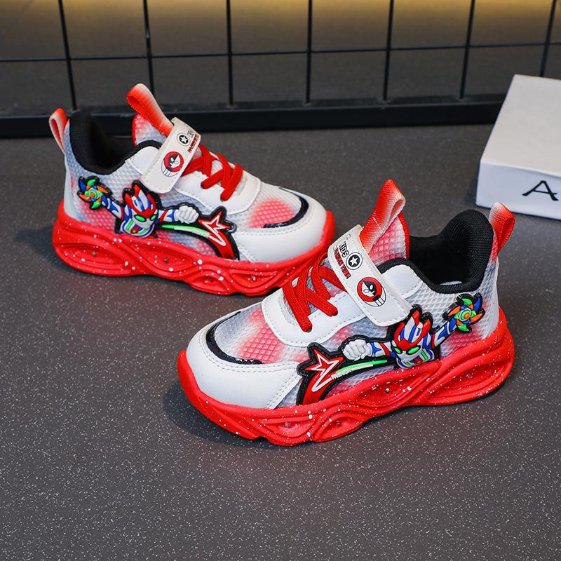 Chlapecké nové kreslené tenisky s hrdiny Dětské Dětské LED Svítící Síťované Sportovní Boty Dětské Ležérní Svítící Boty Velikost 22-33