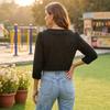 Women's Long Sleeve V-Neck Ruffle Blouse Color Elegant