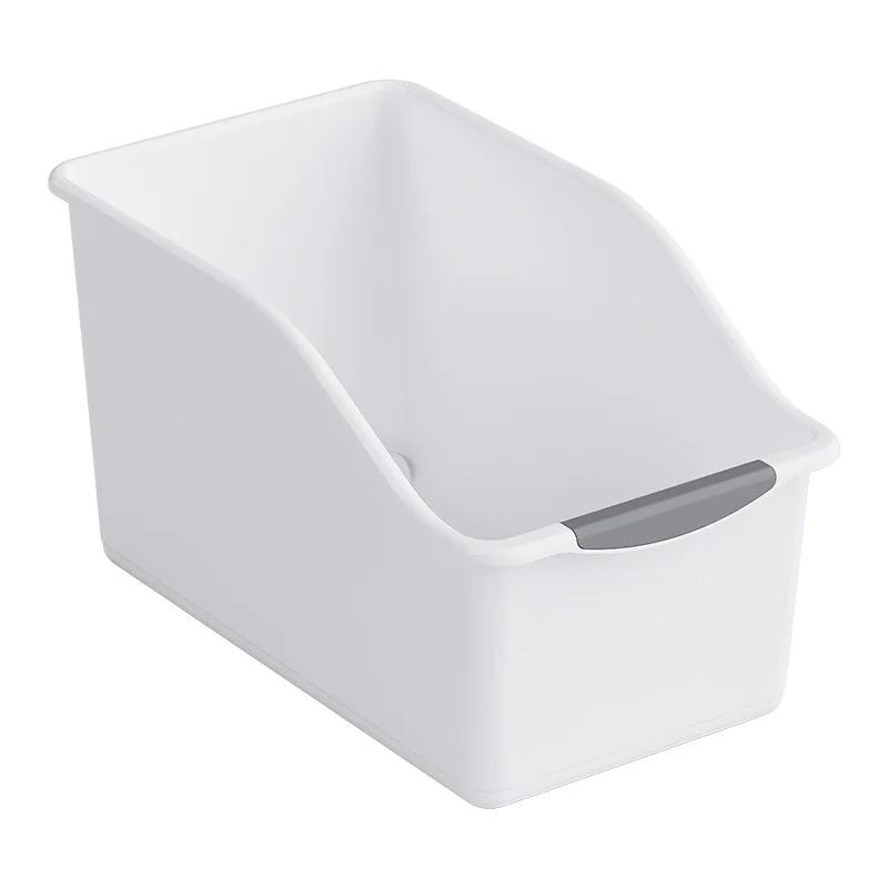 

Curved plastic storage bins set, multipurpose home organization boxes for cleaning supplies and household essentials, stackable